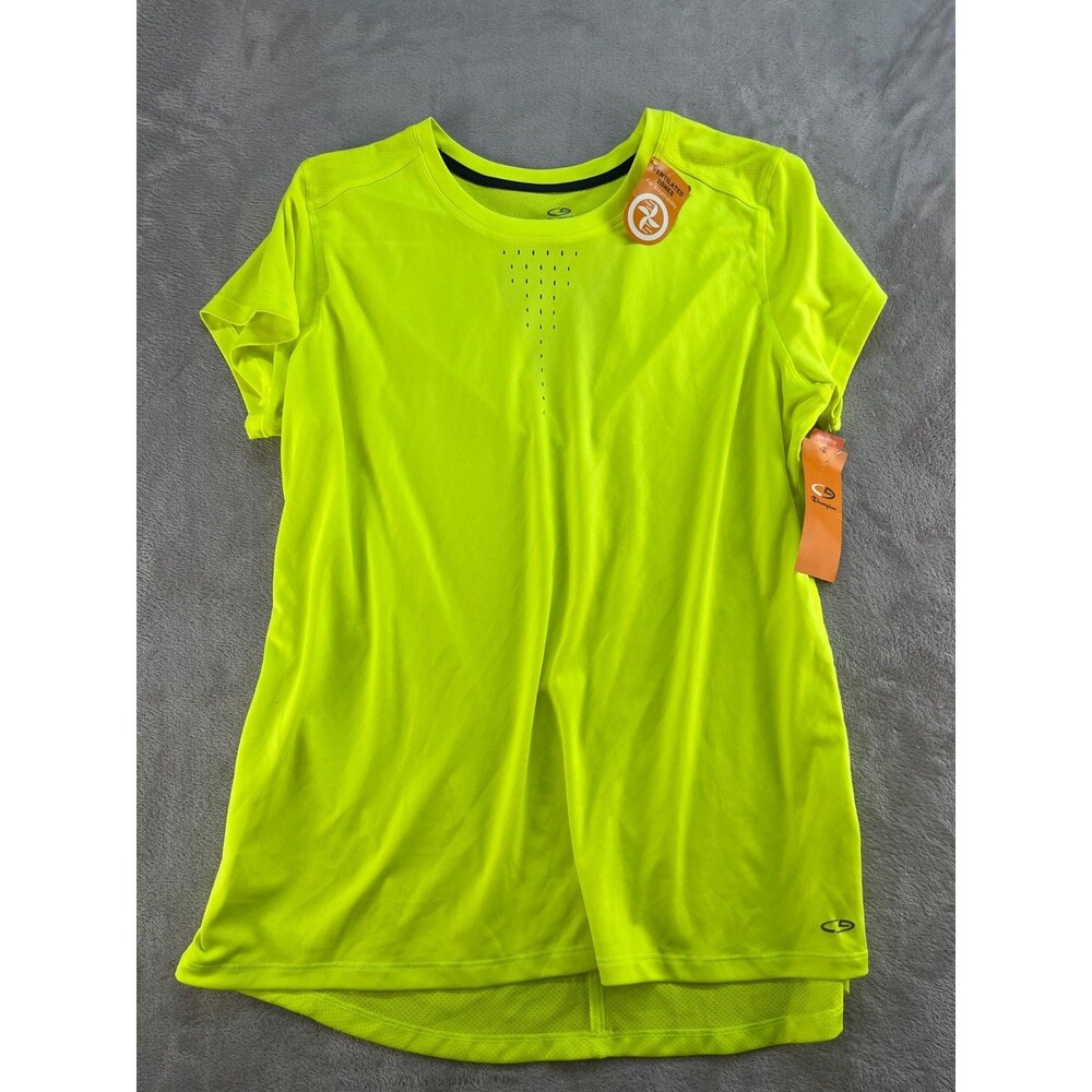 Champion T-Shirt Womens XL Neon Yellow Duo Dry Short Sleeve Active Outdoor New